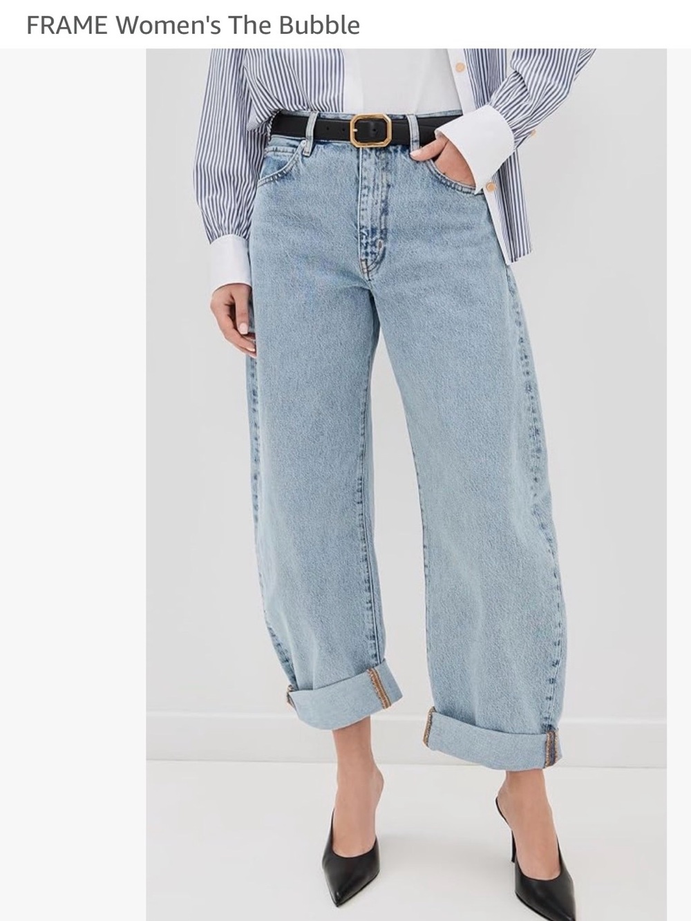 Frame Denim Bubble High-Rise Boyfriend Jeans in Light Blue